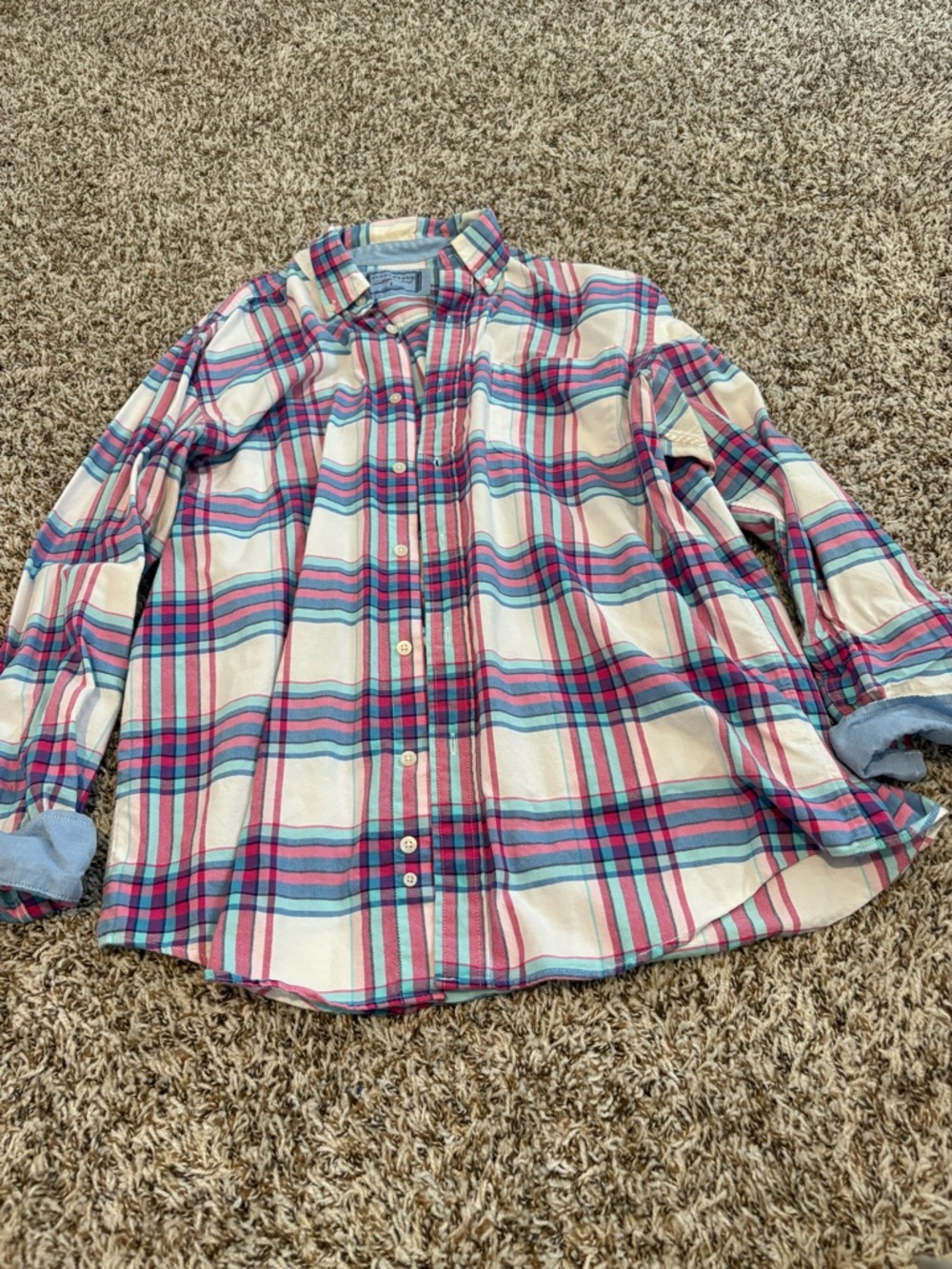 Saddlebred Shirt Mens Small Plaid Vintage Red Blue Long Sleeve Button Up